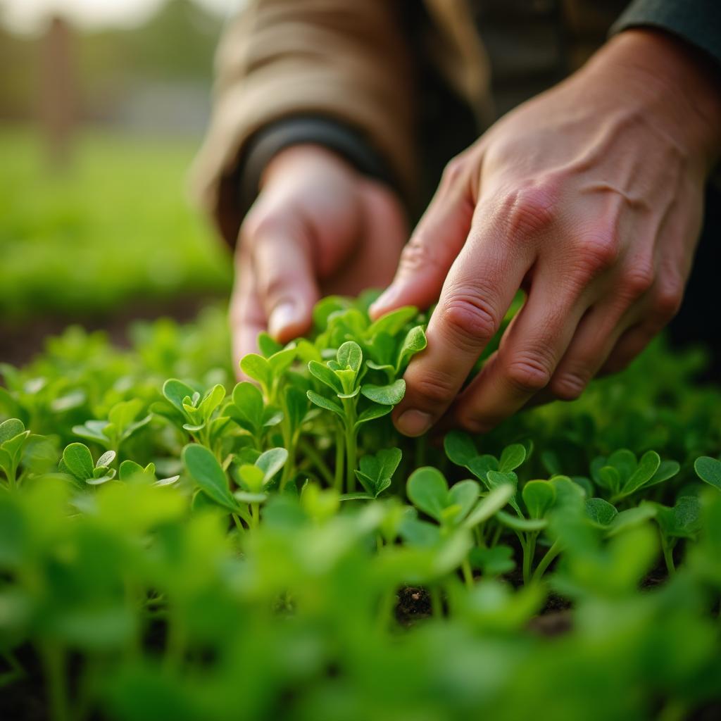 Harvesting fresh microgreens